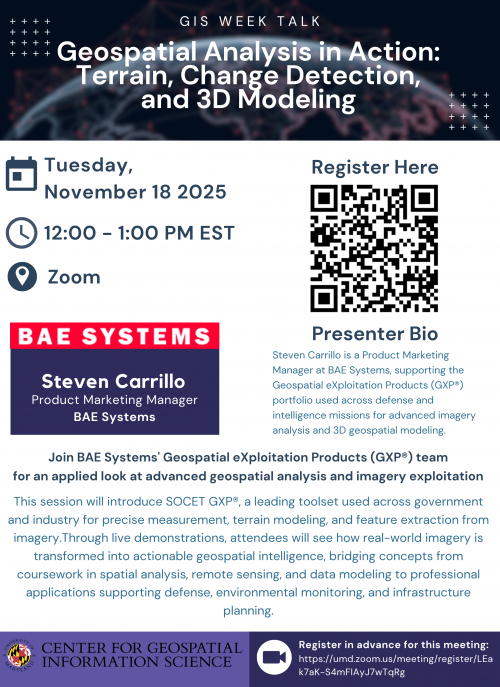 UMD GIS Week Talk Flyer