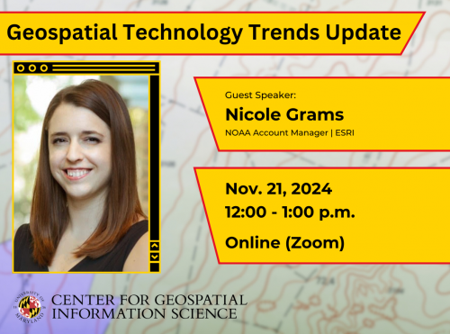 Geospatial Technology Trends Update. Image of speaker Nicole Grams.