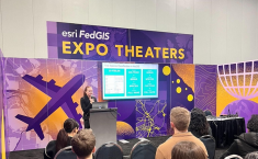 Elizabeth Serra presenting her smarter tree inventory project at Esri's Fed GIS conference 