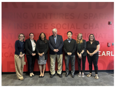 The Research Impact Fellows celebrate the conclusion of their program alongside Vice President for Research Gregory Ball. From left to right: Kathleen Stewart, Katrina Groth, Jioni A. Lewis, Gregory Ball, Kang Namkoong, Kate Tully and Jessica Fisher